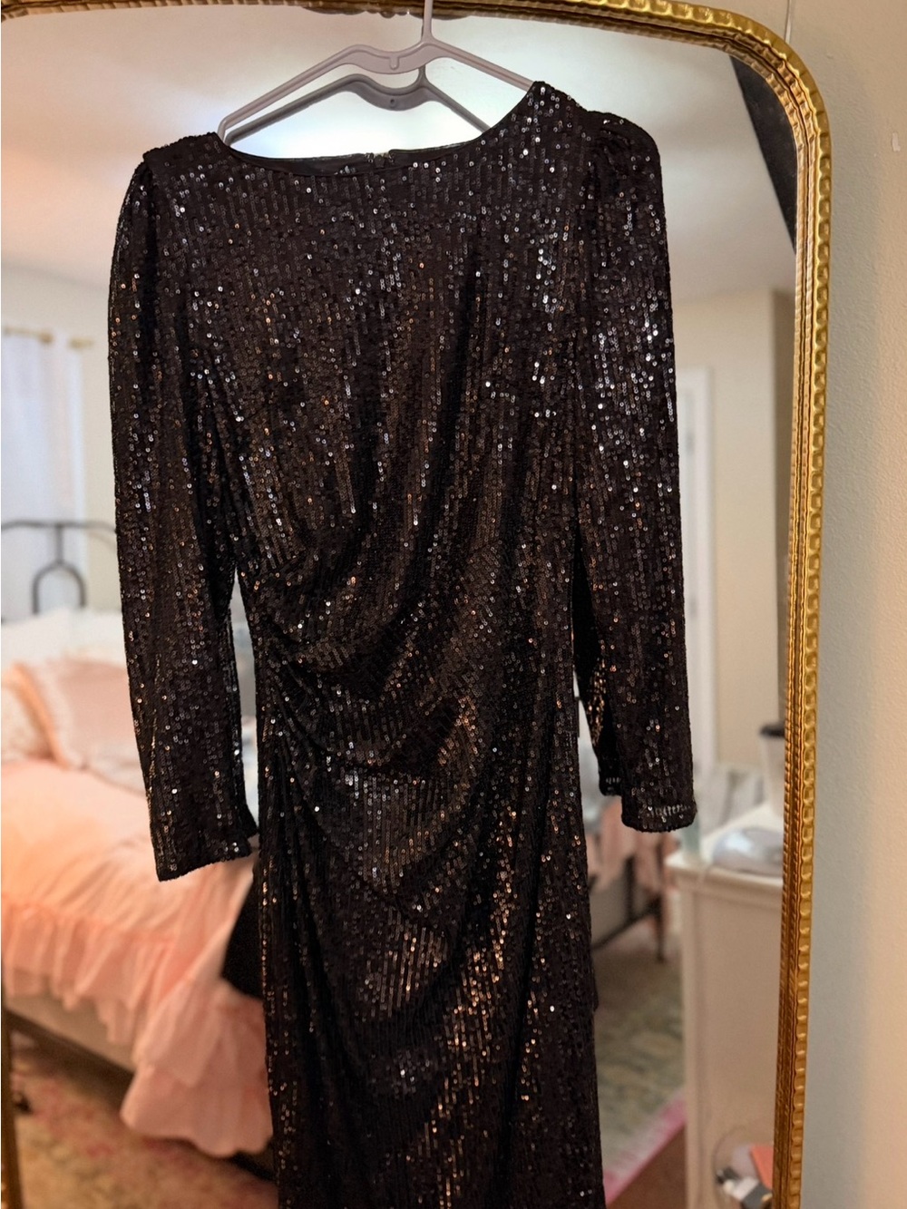 Nanette Lepore Black Long Sleeve Sequin Dress
